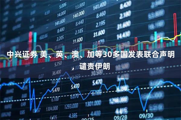 中兴证券 美、英、澳、加等30多国发表联合声明，谴责伊朗