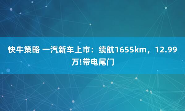 快牛策略 一汽新车上市：续航1655km，12.99万!带电尾门